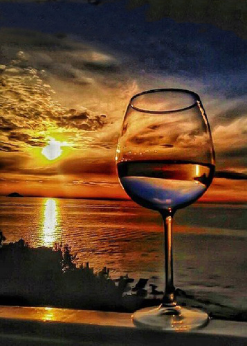 Diamentowa Mozaika Kieliszek Na Wybrzeżu 30x40