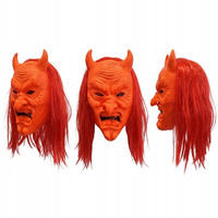 Maska Diabła Czerwona z Rogami Demon Halloween Strój Karnawał Przebranie