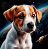 Malowanie Po Numerach Pies Jack Russell Terier W Kosmosie 40X50 Cm Na Ramie