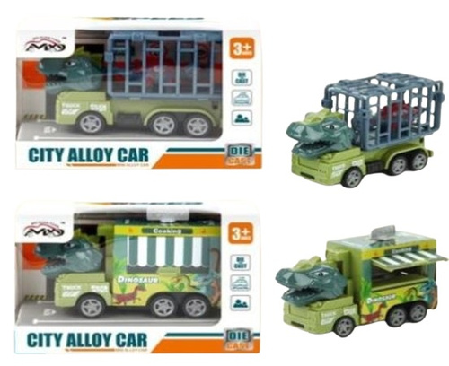 AUTO DINOZAUR MIX FOOD TRUCK I KLATKA Z GŁOWĄ DINOZAURA, pak 480/240,
mix dwóch samochodów: food truck i klatka. Oba wzory mają zamiast kabin głowy dinozaurów
wymiary samochodu-klatki: 3,5 x 5,7 x 9,5 cm
wymiary food trucka: 3 x 6 x 9,5 cm
wymiary pudełk