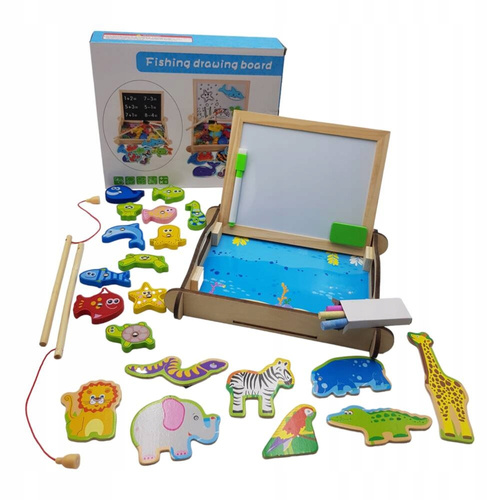 Tablica Kredowa + Gra Rybki 28 X 24 Cm W Skrzynce