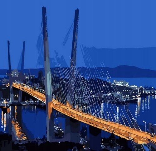 Malowanie Po Numerach Most Noca Na Tle Miasta 50X40 Cm Na Ramie