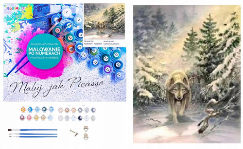 Malowanie Po Numerach Wilk W Lesie Zima 40x50 CM Z Ramą Kreatywne