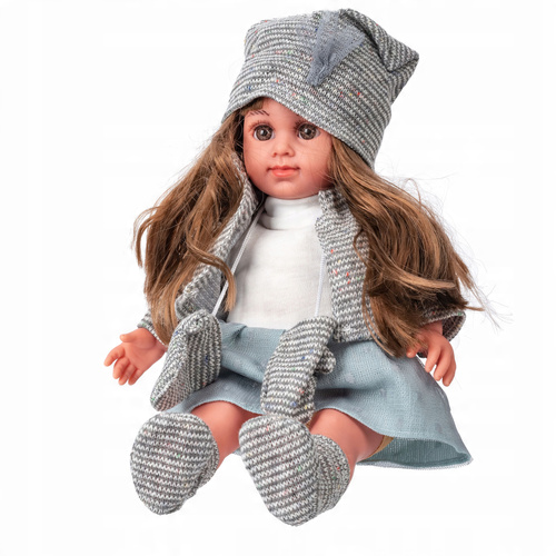Lalka Słodka Maja Z Szarym Płaszczem, Rękawiczkami I Czapeczką Zabawka