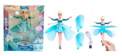 LALKA WRÓŻKA NIEBIESKA LATAJĄCA NAD DŁONIĄ