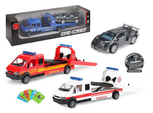 TRUCK LAWETA SPECJALNA Z POJAZDEM SŁUŻBOWYM, pak 108 
auto służbowe (radiowóz/karetka/straż) na dedykowanej lawecie specjalnej, 
wymiary lawety: 7,5 x 26 x 6 cm
wymiary opakowania: 7,5 x 35 x 10 cm