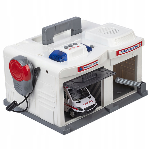 BAZA DLA KARETKI GARAŻ Z SZLABANEM Z AUTEM KARETKĄ AMBULANSEM