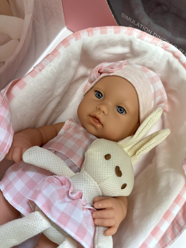 Lalka Niemowlak 33 cm z Pluszowym Króliczkiem w Nosidełku