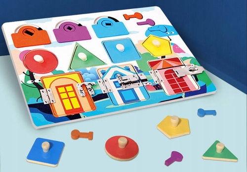 Tablica Sensoryczna Drewniana Z Zamkami Do Odkrywania Motoryki Dziecka