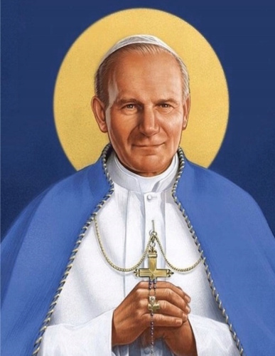 Diamentowa Mozaika Święty Papież Jan Paweł Ii Aureola I Różaniec 30x40 Cm