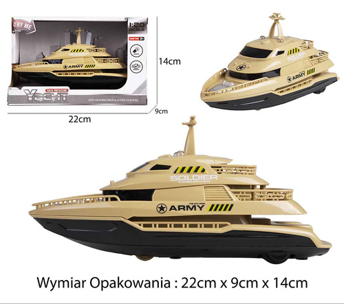 ŁÓDŹ JACHT ARMY Z MUZYKĄ I ŚWIATŁEM JEŻDŻĄCY