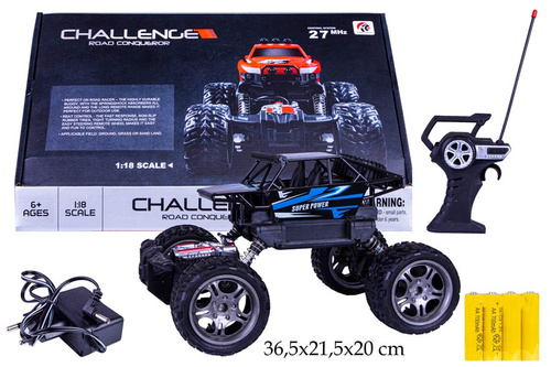 AUTO NA RADIO CHALLENGE JEEP KARTON OTWIERANY  PAK 12/24 
Wymiary Produktu 36,5x21,5x20 cm / Wymiary kartonu zbiorczego 101,5x39,6x86 cm