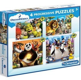 PUZZLE 20+60+100+180 SHREK MADAGASKAR PINGWINY