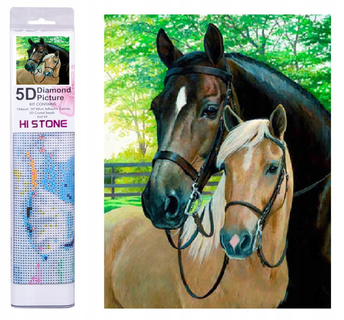 Diamentowa Mozaika Haft Diamentowy Konie 30X40CM