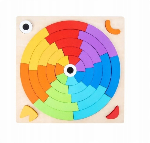 Drewniana Układanka Dla Dzieci Rozwijająca Puzzle Tęczowe Koliste