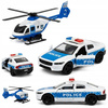 Zestaw Policja Auto Metalowe Helikopter Radiowóz Otwierane Drzwi dla Dzieci