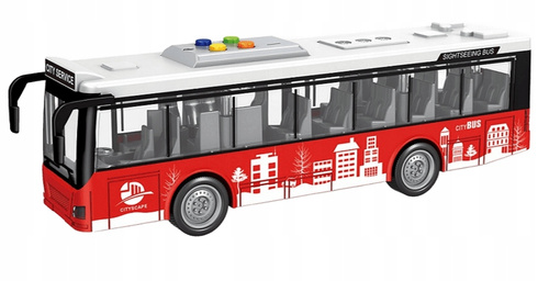Auto Metalowe Autobus Czerwony City Bus Z Efektami Dźwiękowymi 27 Cm
