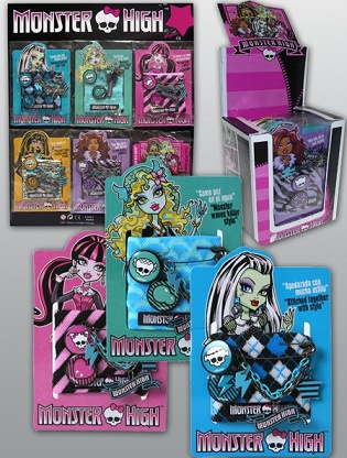 BRANSOLETKA MONSTER HIGH 6 WZ.OR. MATERIAŁ+BROSZKI (SPRZEDAŻ PO 12 )