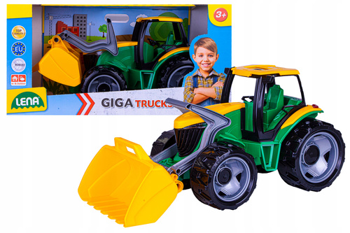 Lena Maxi Xxl Traktor, Ciągnik Spychacz Ruchoma Łużka 69 Cm Szyberdach