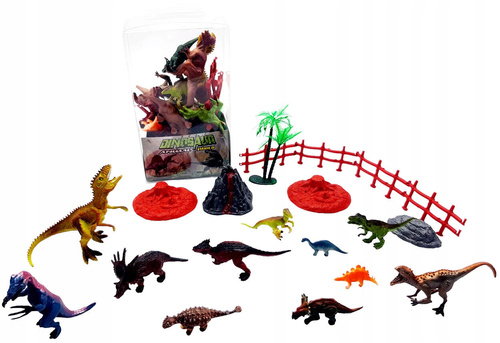 Dinozaury Figurki Zwierzęta Prehistoryczne Zabawa Akcesoria Wulkan Drzewa