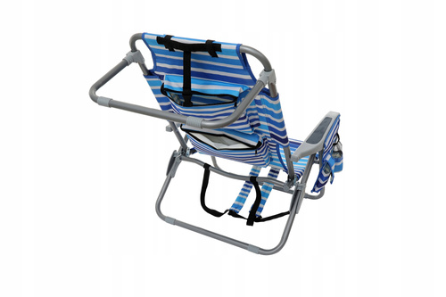 Składany Leżak Plażowy z Kieszonkami i Torbą Termiczną Stal Titanium Udźwig 150 kg
