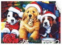 Diamentowa Mozaika Szczeniaki W Świątecznej Atmosferze 30x40 Cm Kreatywne