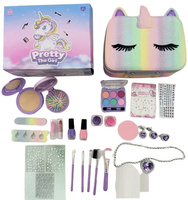 MALOWIDŁA W TOREBCE MATERIAŁOWEJ BŁYSZCZĄCEJ Z JEDNOROŻCEM, pak 36 
zestaw dziecięcy do stylizacji. w zestawie kolekcja kosmetyków do make up i manicure, pędzelki, naklejki na paznokcie, wisiorek i kolczyki. 
wymiary pudełka: 21 x 16 x 8,5 cm
