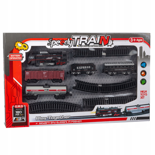 POCIĄG KOLEJKA Z 4 WAGONAMI ZABAWKA DUŻA LOKOMOTYWA CIUCHCIA TOR