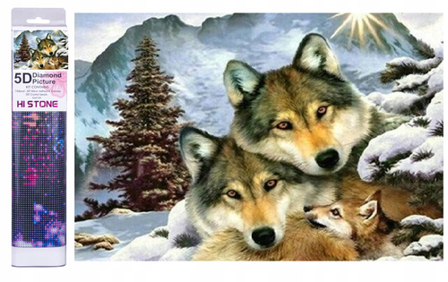 Diamentowa Mozaika 30x40cm Haft Diamentowy Wilcza Rodzina