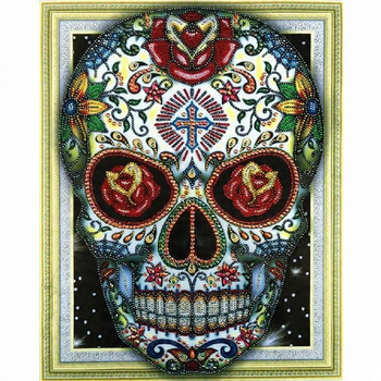 Diamentowa Mozaika 7D Haft Diament Czaszka Mandala 40X30