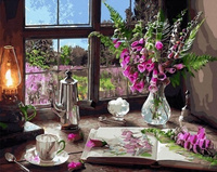 Malowanie Po Numerach Przytulny Wieczór Przy Oknie 50X40 Cm Na Ramie