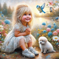 Malowanie Po Numerach Szczęśliwa Dziewczynka Z Małym Psem 40X50 Z Ramą