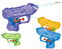 PISTOLET NA WODĘ MINI TRANSPARENTNY, pak 720, 
malutki pistolecik pakowany w worek, różne kolory, 
wymiary 11 x 13 x 2,5 cm