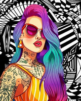 Diamentowa Mozaika Haft Diamentowy Dziewczyna Z Tatuażami 30x40cm