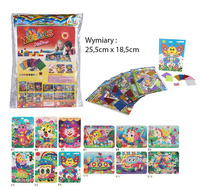 MOZAIKA WYKLEJANKA + DIAMENCIKI MIX OBRAZKÓW *12 WOREK  PAK-1200
zawrtość sztuki : kolorowy szablon z rysunkiem, 4 kompl. naklejek brokatowych ,1 pastelowa+  diamentowe kwiatki, diamentowe okręgi. Wzory :paw, auto,łódż podwodna,pegaz,rybka,słoń cyrkowy,, 