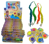 MAGICZNY DŻDZOWNICA NA NIEWIDOCZNEJ NITCE  ZABAWKA ZRĘCZNOŚCIOWA, pak 1200
różne kolory. robaczek na przezroczystej lince, 
display