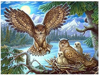Diamentowa Mozaika Haft Kreatywny Sowie Gniazdo 30x40 Cm