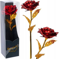 WIECZNA ZŁOTA RÓŻA W KARTONIE PREZENT PODARUNEK + TOREBKA