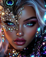 Diamentowa Mozaika Kobieta W Masce Karnawał 30x40 Cm Kreatywne Diamenty