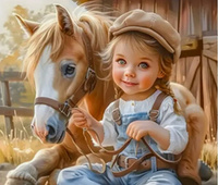 Diamentowa Mozaika Dziewczynka Z Źrebakiem 30x40 Cm Kreatywne Diamenty