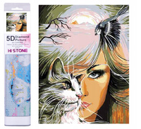 Diamentowa Mozaika Haft Diamentowy Kobieta Kot 30x40