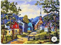 Malowanie Po Numerach Osada , Góry 50X40 Cm Na Ramie