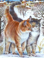 Diamentowa Mozaika Para Kotów Haft Kreatywny 30x40 Cm