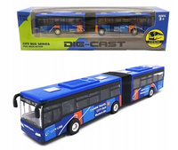 Auto Metalowe Autobus Niebieski Przegubowy Mechanizm Pull-Back