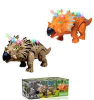 DINOZAUR ELEKTRYCZNY, CHODZĄCY TRICERATOPS ZE ŚWIATŁEM I DŹWIĘKIEM, pak 72/36 
dwa warianty kolorystyczne, świecący grzbiet i ogon + dźwięk, 
wymagane baterie 3 AA (nie zawarte w zestawie) 
wymiary produktu: 24 x 10,6 x 10,2 cm
wymiary dinozaura: 24,6 x 1