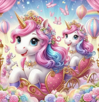 Diamentowa Mozaika Na Ramie Jednorożce W Karetach Haft Kreatywny 23x30 Cm