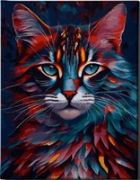 MALOWANIE PO NUMERACH KOT KOLOROWY PORTRET 50x40 CM Z RAMĄ KREATYWNE