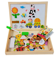 Drewniana Zabawka Z Tablicą Magnetyczną Z Magnesami W Kształcie Zwierzątek