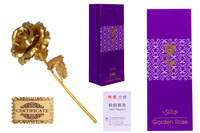 RÓŻA ZŁOTA KARTON FIOLET+ TOREBKA / 100