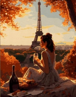 Diamentowa Mozaika 30x40cm Haft Diamentowy Kobieta W Paryżu